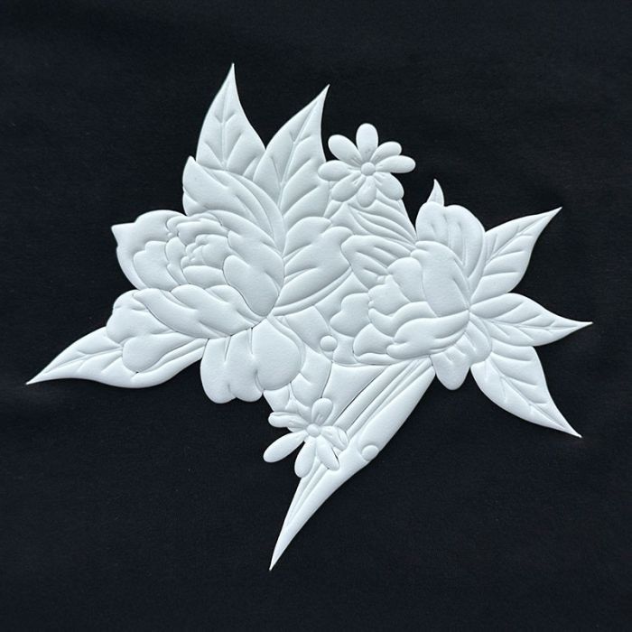 CAD-CUT Puff, white - aufpuffende Textildruckfolie mit floralen Motiven